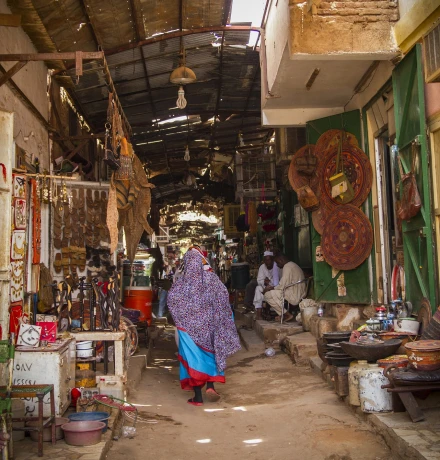 Local marketplace showing economic development in conflict-affected community